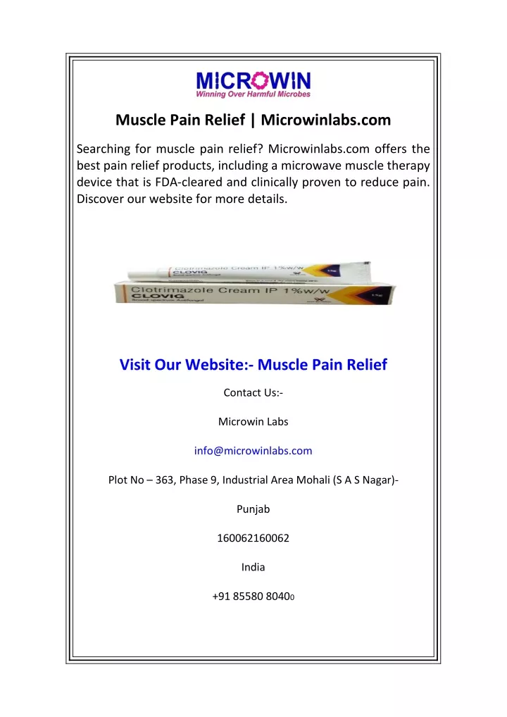 muscle pain relief microwinlabs com