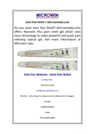 joint pain relief microwinlabs com