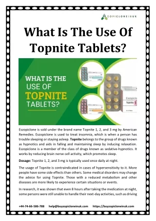 what is the use of topnite tablets