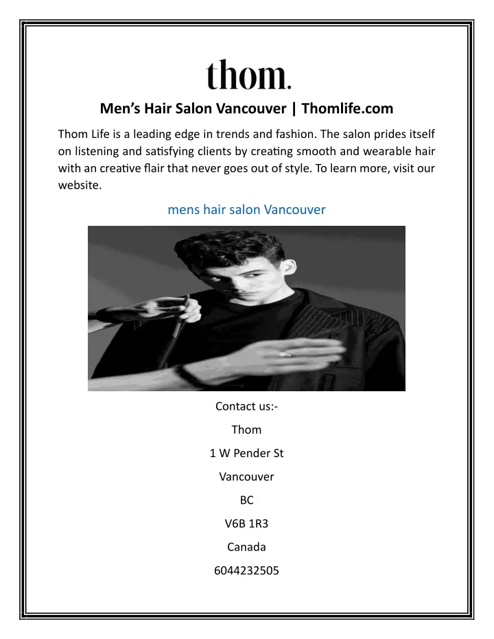 men s hair salon vancouver thomlife com