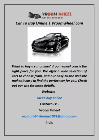 Car To Buy Online  Vroomwheel