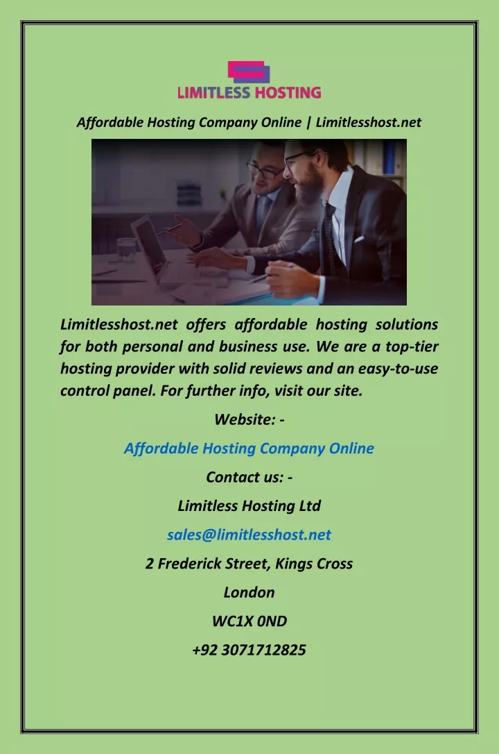 affordable hosting company online limitlesshost