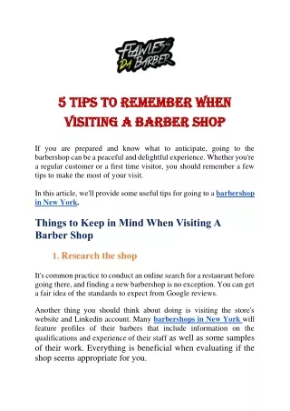 5 Tips to Remember When Visiting A Barber Shop