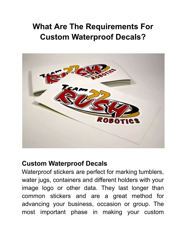 what are the requirements for custom waterproof