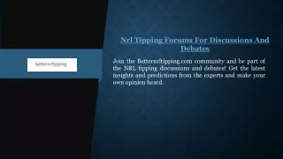 Nrl Tipping Forums For Discussions And Debates  Betternrltipping.com