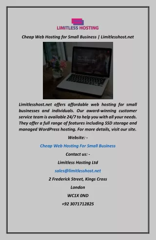 Cheap Web Hosting for Small Business  Limitlesshost.net
