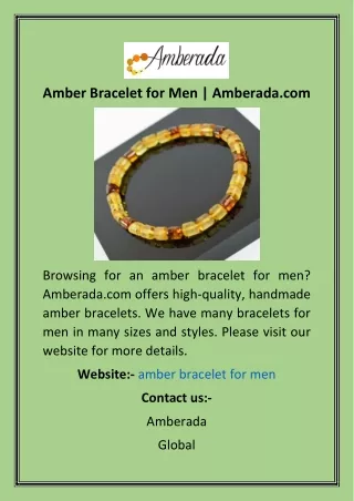 Amber Bracelet for Men  Amberada