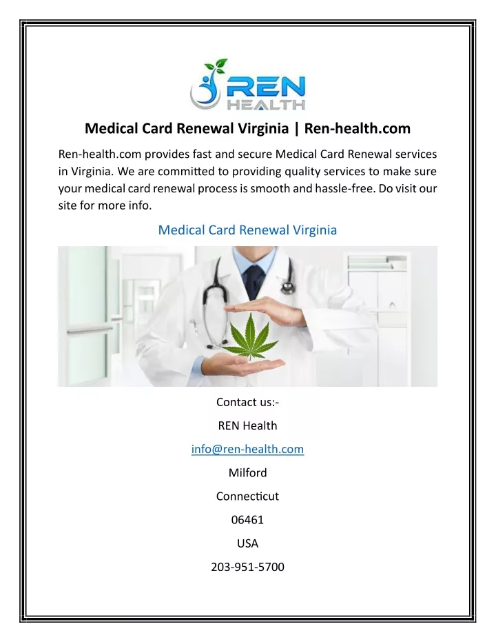 medical card renewal virginia ren health com