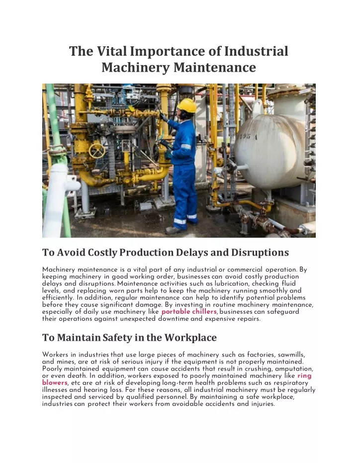 the vital importance of industrial machinery