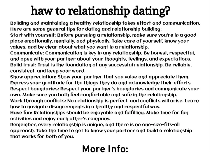 haw to relationship dating