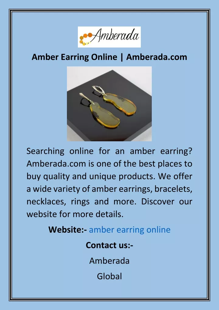 amber earring online amberada com