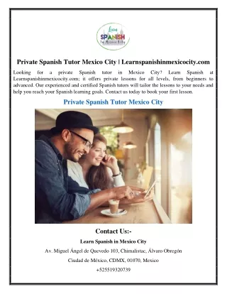 Private Spanish Tutor Mexico City | Learnspanishinmexicocity.com