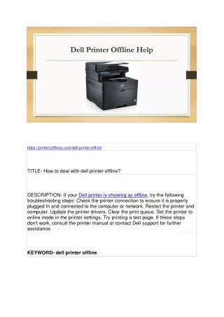 How to deal with dell printer offline?