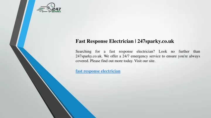 fast response electrician 247sparky