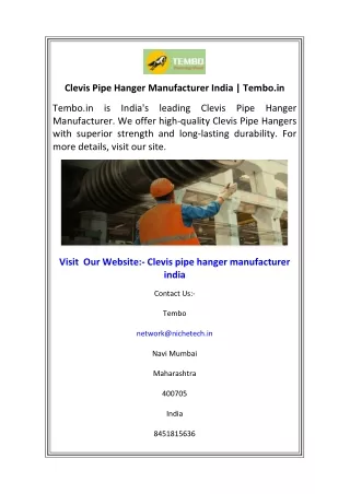 Clevis Pipe Hanger Manufacturer India  Tembo.in