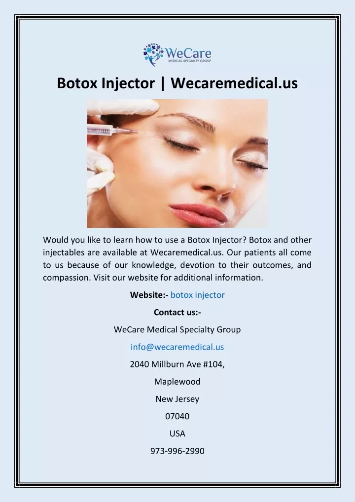 botox injector wecaremedical us