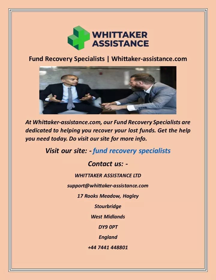 fund recovery specialists whittaker assistance com