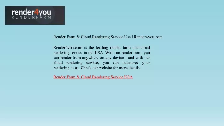 render farm cloud rendering service