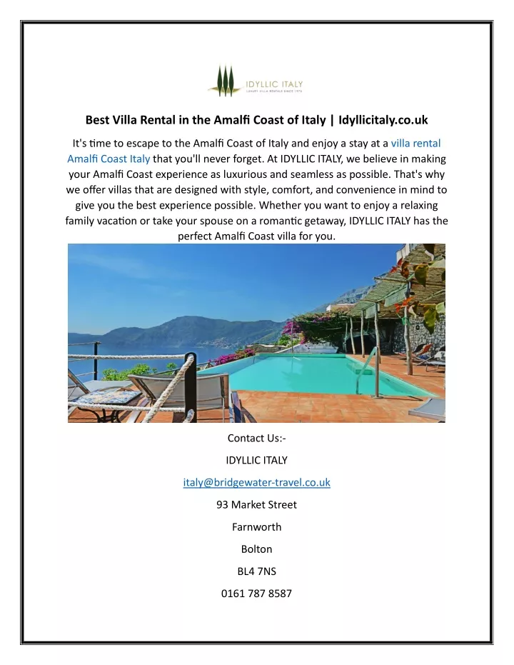 best villa rental in the amalfi coast of italy