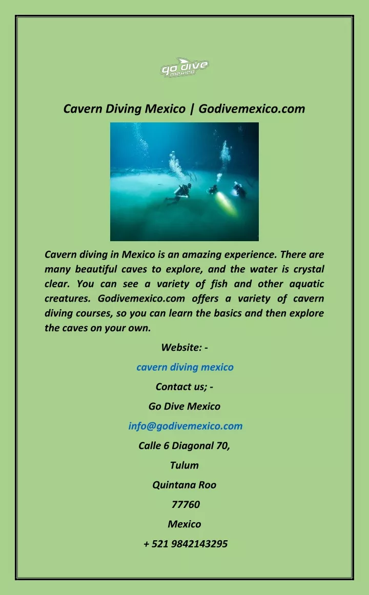 cavern diving mexico godivemexico com