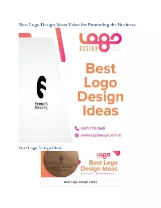 Best Logo Design Ideas Value for Promoting the Business