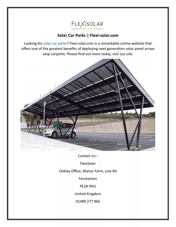 solar car parks flexi solar com