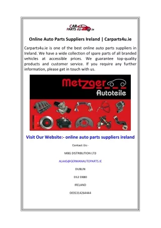 Online Auto Parts Suppliers Ireland  Carparts4u.ie