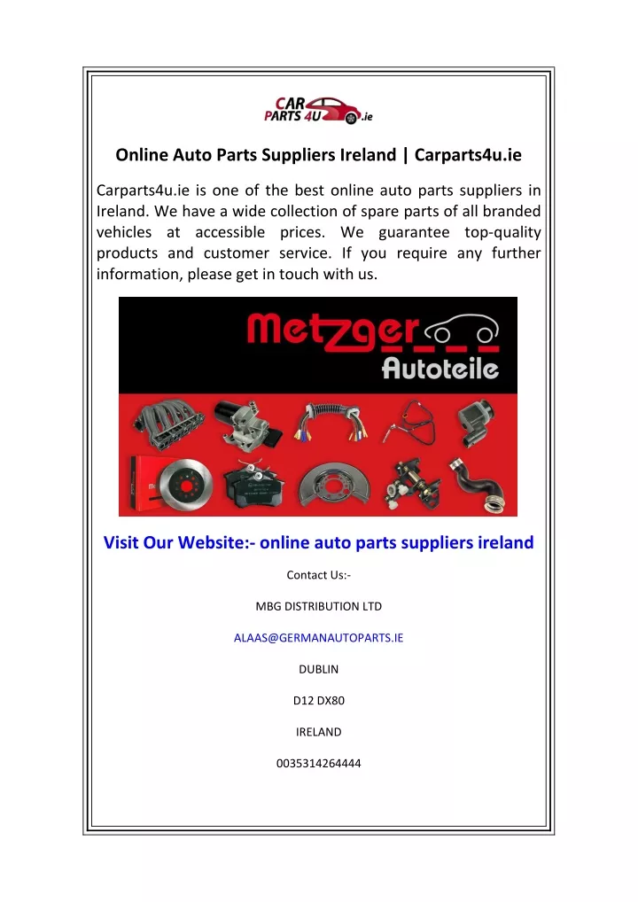 online auto parts suppliers ireland carparts4u ie