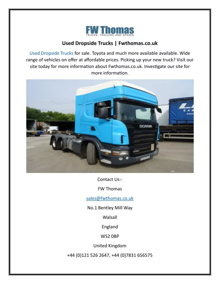 used dropside trucks fwthomas co uk