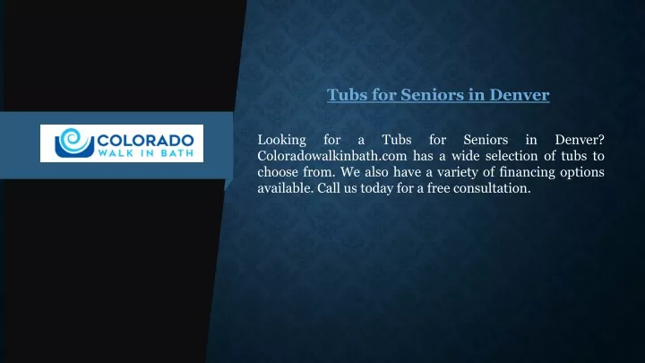 tubs for seniors in denver