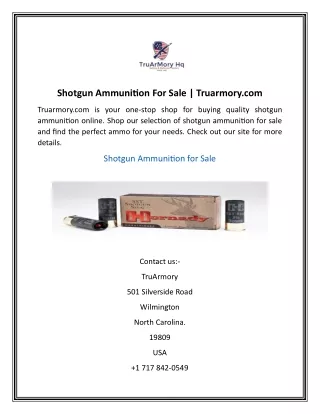 Shotgun Ammunition For Sale | Truarmory.com