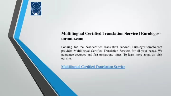 multilingual certified translation service