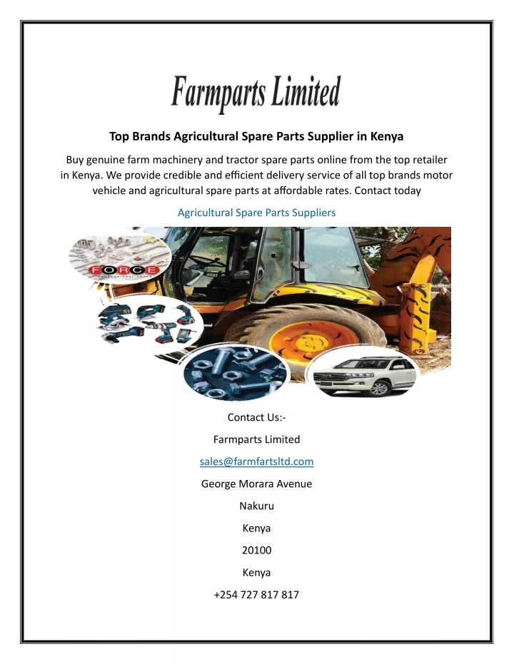 top brands agricultural spare parts supplier