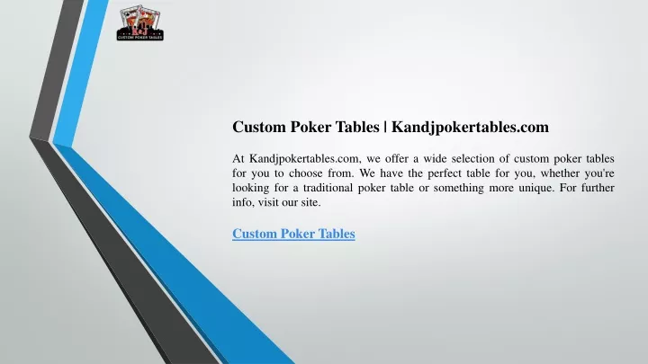 custom poker tables kandjpokertables
