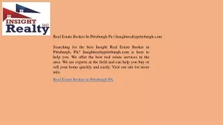 Real Estate Broker In Pittsburgh Pa  Insightrealtypittsburgh.com