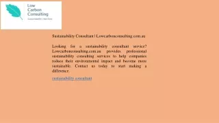 Sustainability Consultant  Lowcarbonconsulting.com.au
