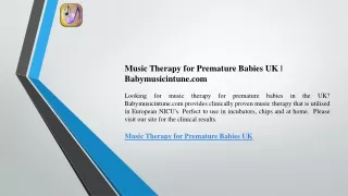 Music Therapy for Premature Babies UK  Babymusicintune.com