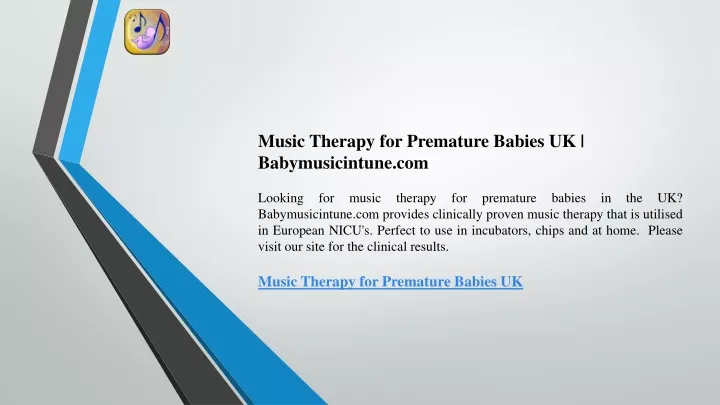 music therapy for premature babies