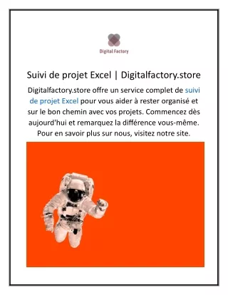 Suivi de projet Excel  Digitalfactory.store