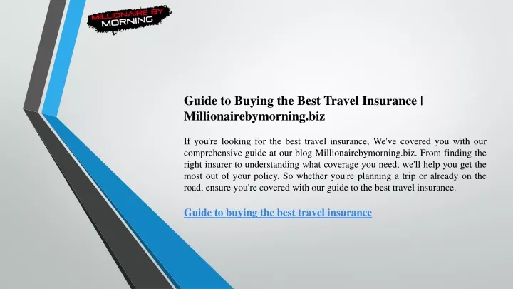 guide to buying the best travel insurance