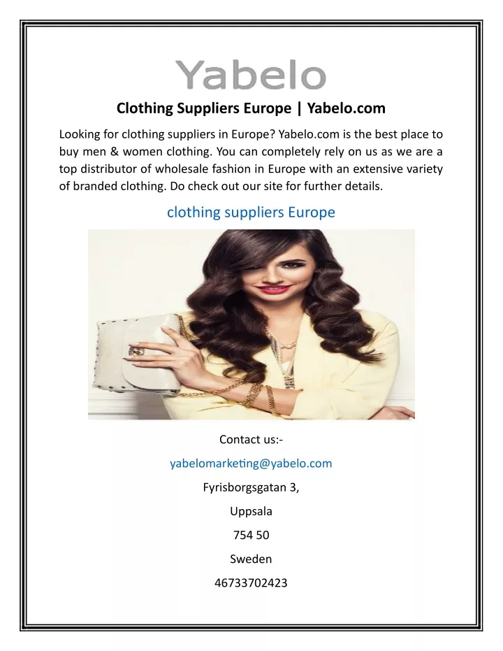clothing suppliers europe yabelo com