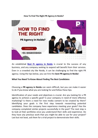 How To Find The Right PR Agency In Noida