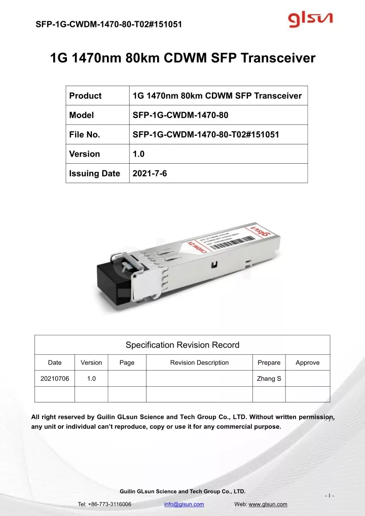 sfp 1g cwdm 1470 80 t02 151051