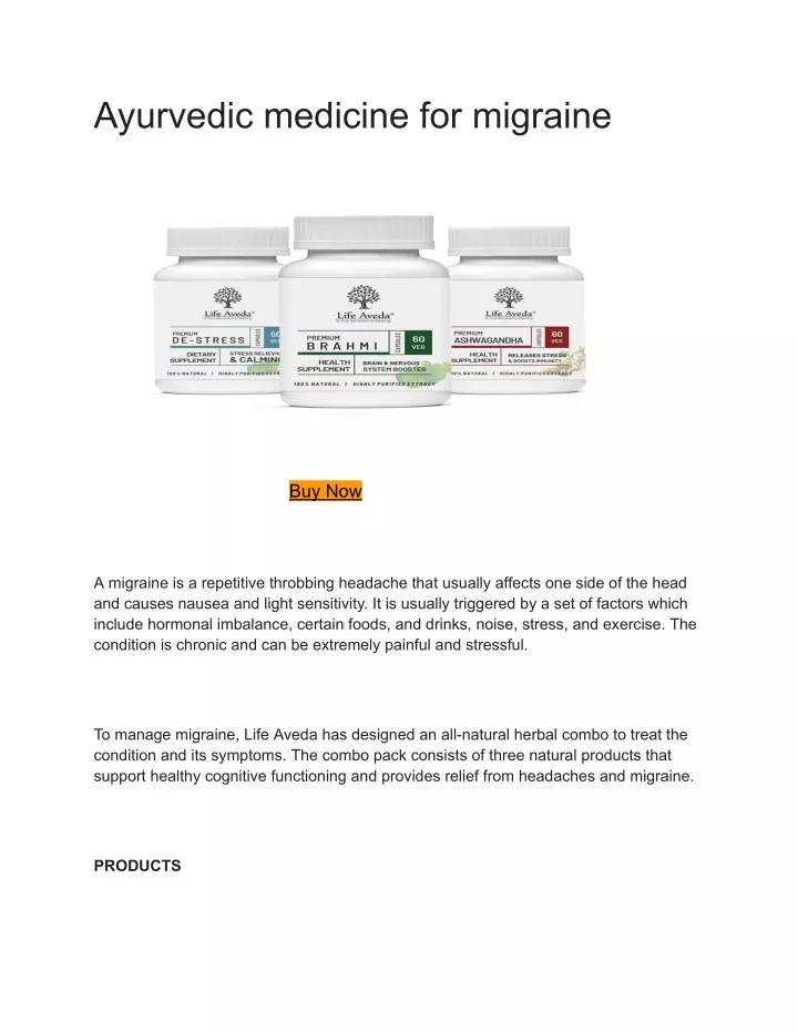 ayurvedic medicine for migraine