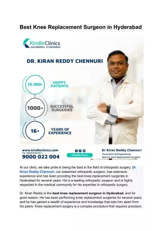 The Ultimate Guide to Finding the Best Knee Replacement Surgeon in Hyderabad