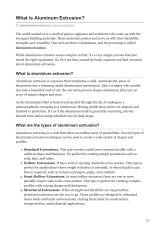 Aluminum Extrusion Overview.!!