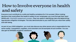 How to Involve everyone in health and safety