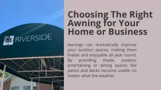 Choosing The Right Awning for Your Home or Business