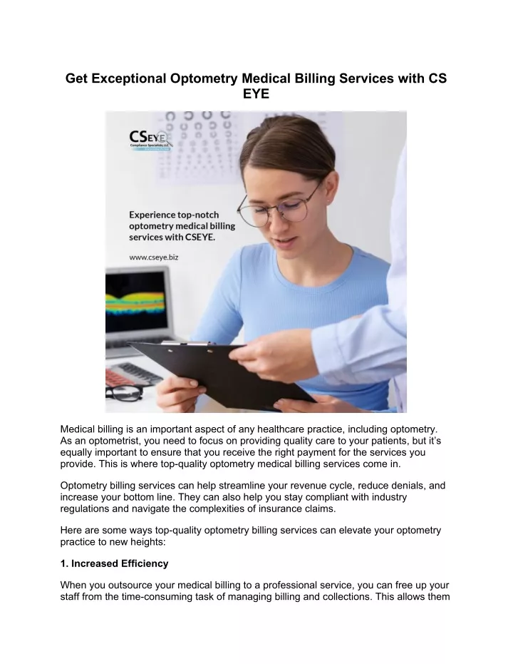 get exceptional optometry medical billing