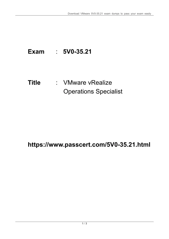 download vmware 5v0 35 21 exam dumps to pass your